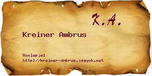 Kreiner Ambrus névjegykártya